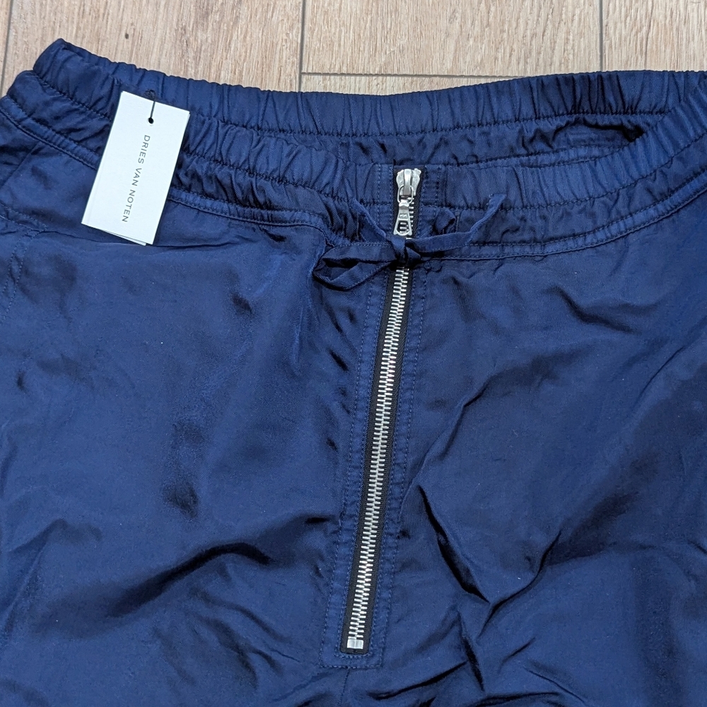 $910 Mens DRIES VAN NOTED "Primo" Nylon Balloon Pants Navy Large - Picture 2 of 9
